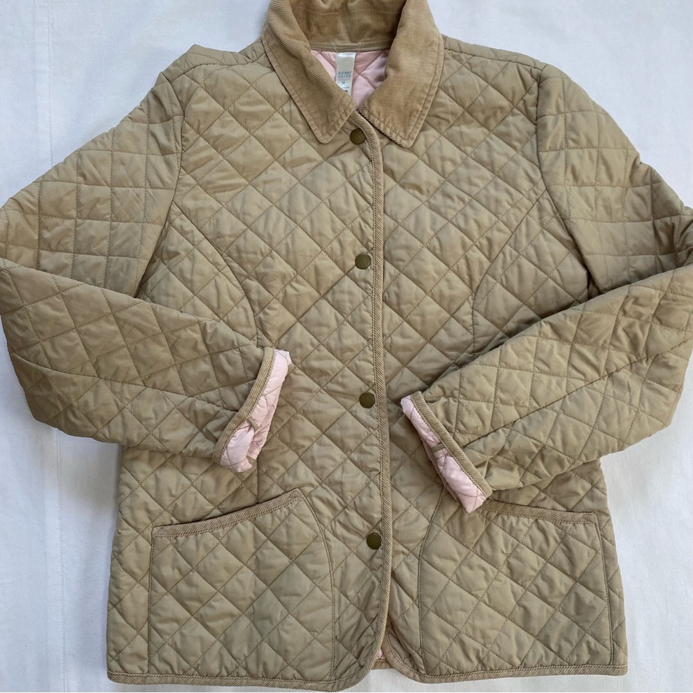 SALE Old Navy Quilted Pea Coat Medium Beige Pink